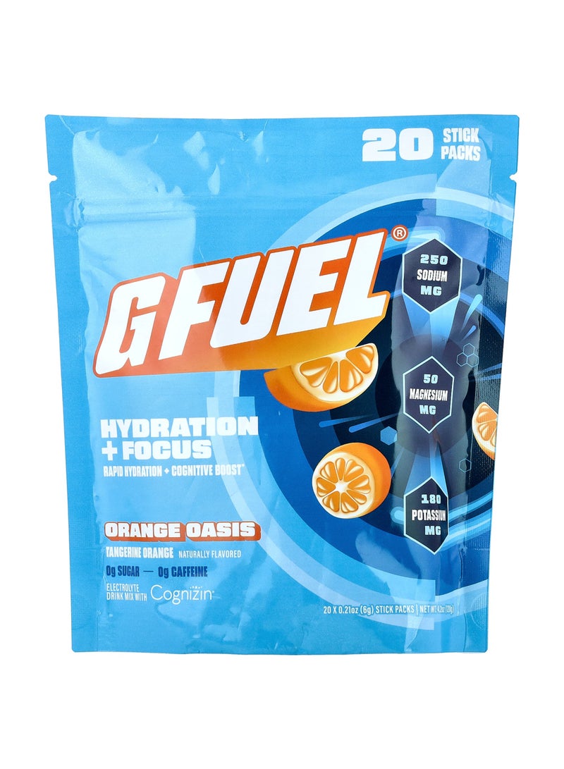 جي فيول الترطيب + التركيز، مزيج شراب إلكتروليت مع Cognizin®، Orange Oasis، 20 كيسًا، 0.21 أونصة (6 جم) لكل كيس - Image 1
