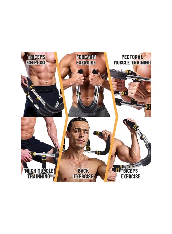 S-TOP Twister Arm Trainer, 30-40-50kg Adjustable Resistance, Portable Home Gym for Chest, Bicep & Full Body Strength Training(Golden Black) - Image 5