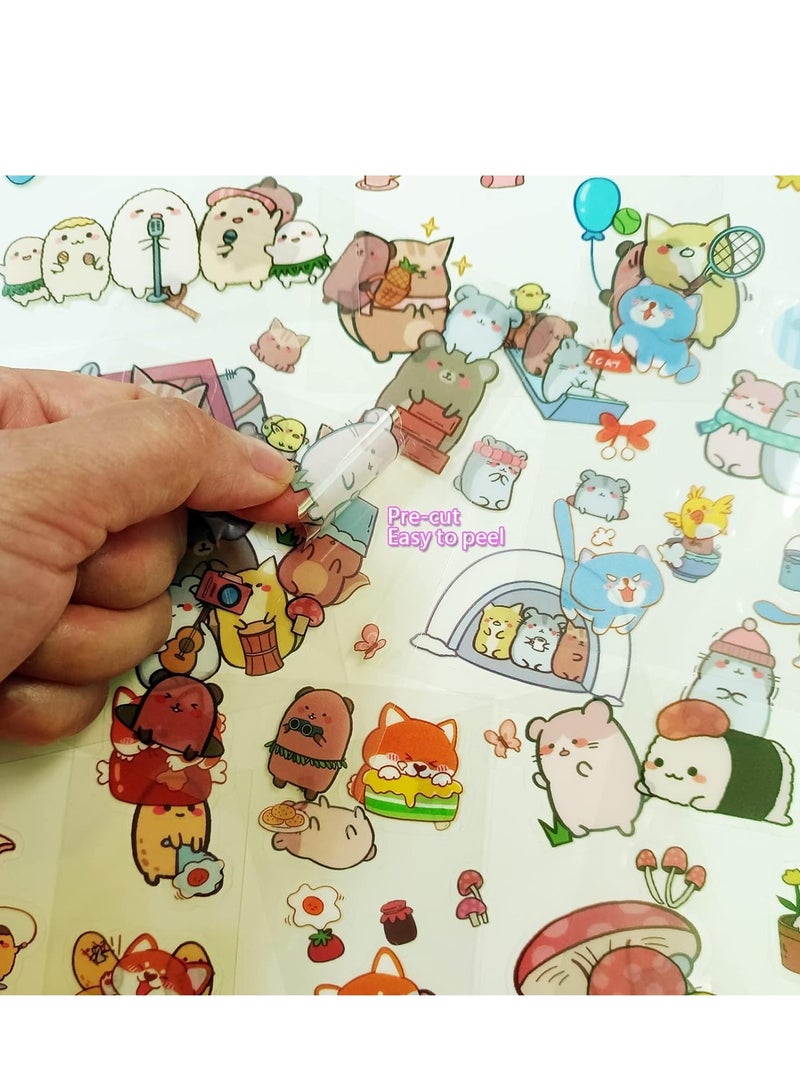 KASTWAVE Animal Sticker Set - 100 Sheets Kawaii Dog Bear Rabbit Hamster Decorative Scrapbook Stickers for Bullet Journaling Planner DIY Craft Album Calendar Laptop Phone Case Water Bottle, 4 Themes - Image 4