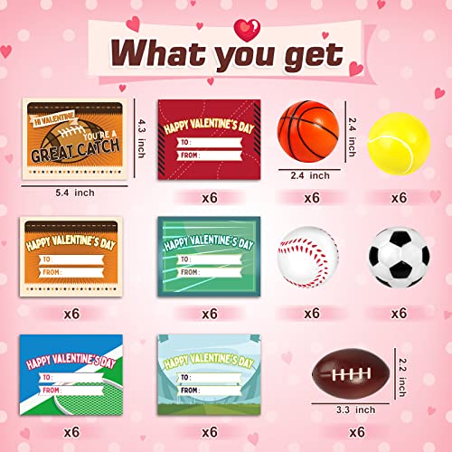 OCHIDO 30Pcs Valentines Greeting Cards With Sports Squeeze Balls KitsKids Valentine Cards ExchangeSchool Valentines Day GiftClass Game PrizesValentines Party Favor Supplies - Image 5