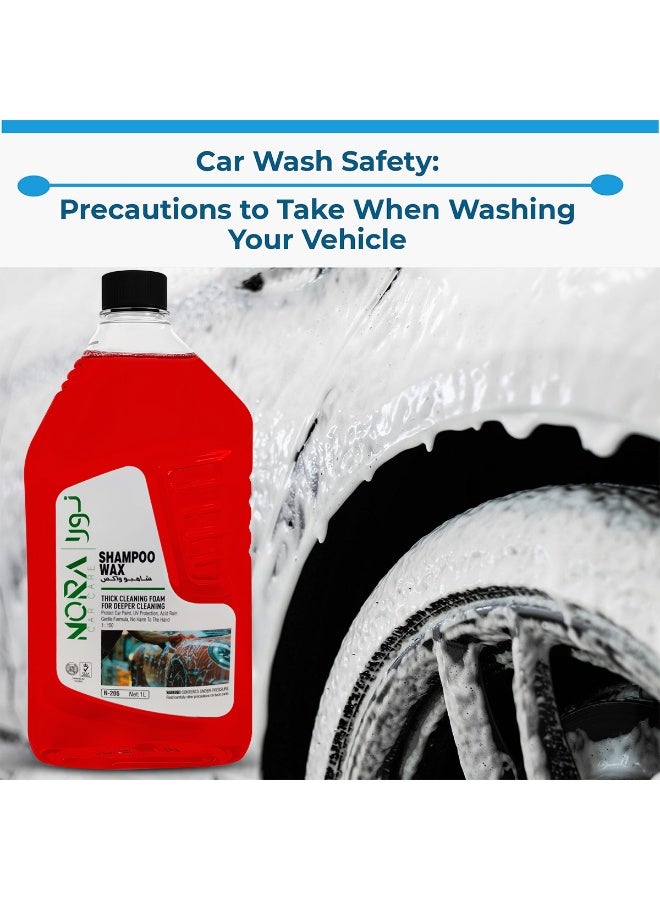 NORA Car Shampoo Wax Combo Pack (1L + 500ml) – High Foaming Car Wash Shampoo with Wax, Thick Cleaning Foam for Deep Shine & Protection, pH Balanced Formula Safe for Paint, Plastic, Vinyl & Tyres, Suitable for Bucket Wash, Foam Master & Machine Wash - Image 5