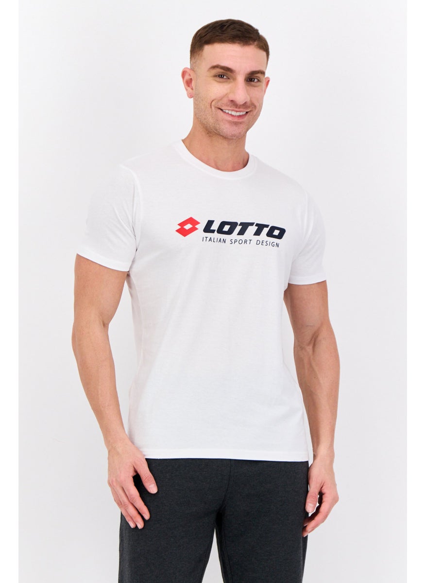 LOTTO Men Sportswear Fit Short Sleeves Outdoor T-shirt, White  - Image 1