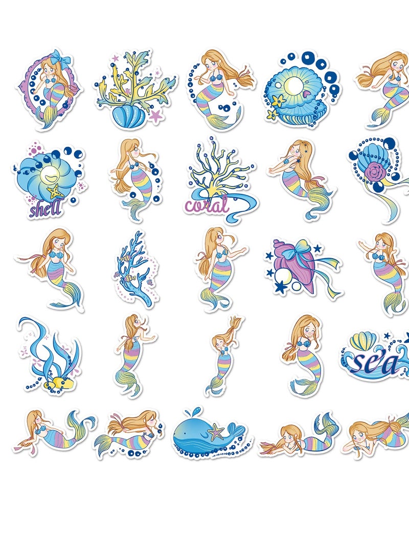 Excefore 50Pcs Cartoon The Little Mermaid Stickers, Cute Waterproof Vinyl Stickers for Water Bottles, Tumbler, Luggage, Skateboard, Bumper, Scrapbook, Mug, Perfect Sticker Gift for Kids, Teens, Adults - Image 4