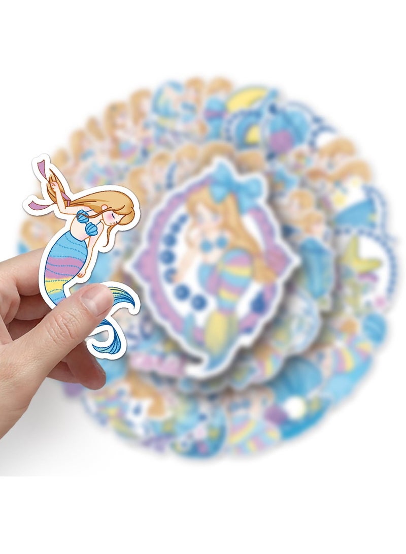 Excefore 50Pcs Cartoon The Little Mermaid Stickers, Cute Waterproof Vinyl Stickers for Water Bottles, Tumbler, Luggage, Skateboard, Bumper, Scrapbook, Mug, Perfect Sticker Gift for Kids, Teens, Adults - Image 3