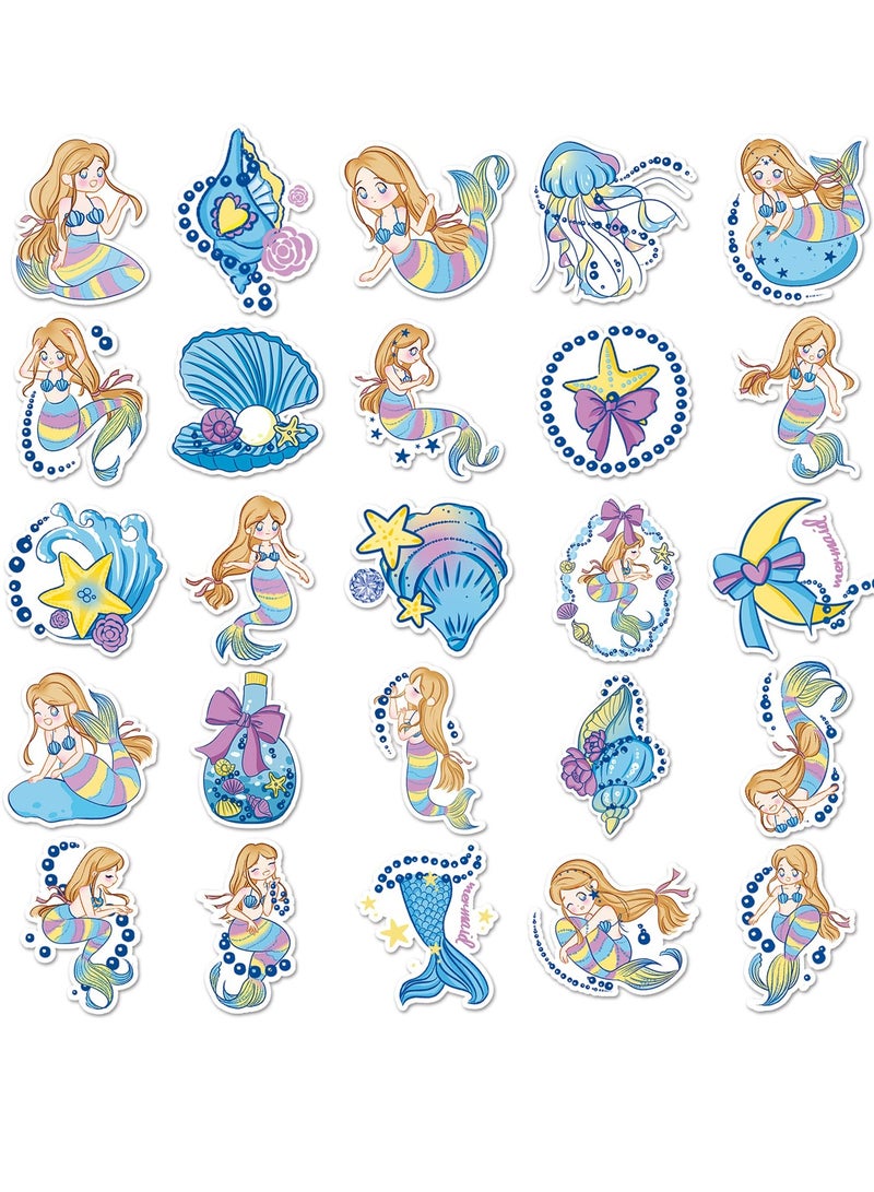Excefore 50Pcs Cartoon The Little Mermaid Stickers, Cute Waterproof Vinyl Stickers for Water Bottles, Tumbler, Luggage, Skateboard, Bumper, Scrapbook, Mug, Perfect Sticker Gift for Kids, Teens, Adults - Image 5