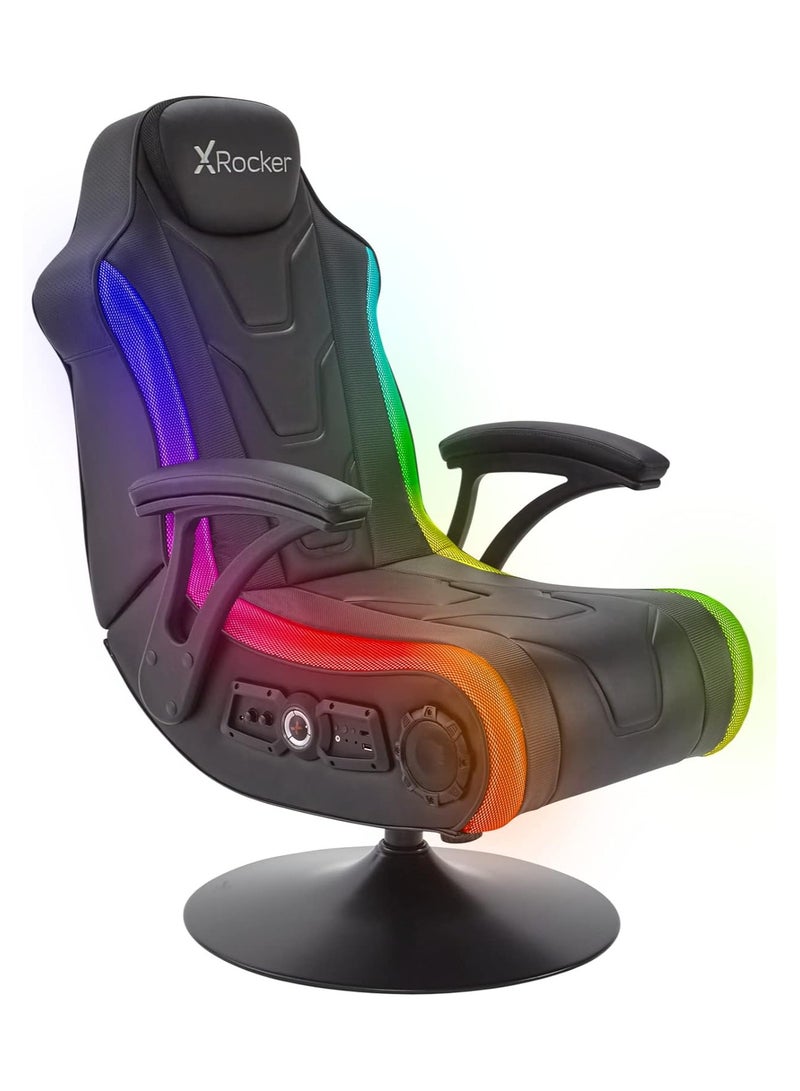إكس روكر كرسي الألعاب X Rocker Monsoon RGB 4.1 ستيريو مع صوت محيطي وإضاءة LED نابضة بالحياة - أسود  - Image 1