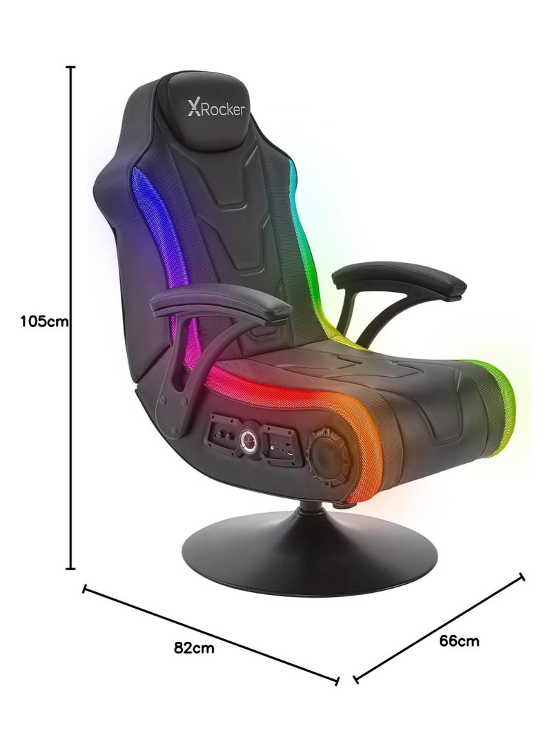 إكس روكر كرسي الألعاب X Rocker Monsoon RGB 4.1 ستيريو مع صوت محيطي وإضاءة LED نابضة بالحياة - أسود  - Image 3