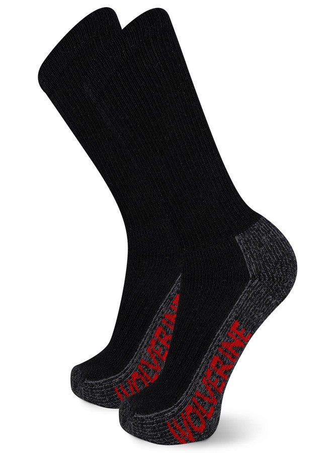 Wolverine Men's 2 Pack Steel Toe Cotton Mid Calf Sock, Black, Sock Size:10-13/Shoe Size: 6-12/Fits Shoe 9-13 - Image 1