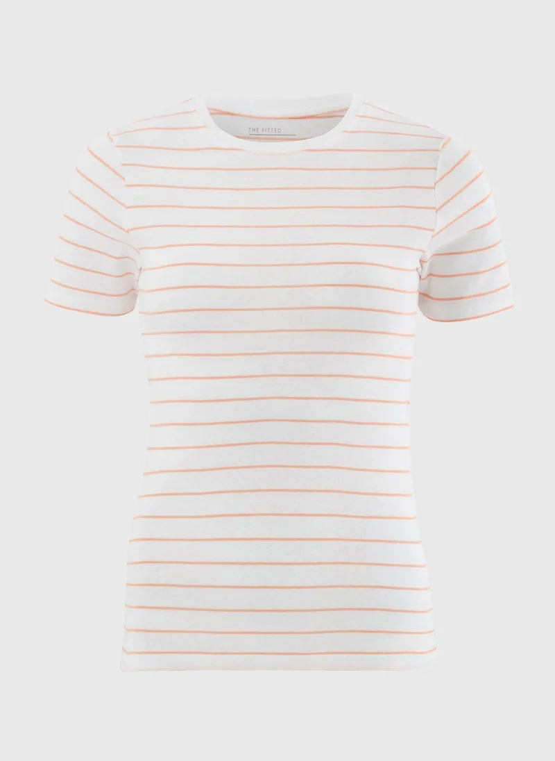 ماتلان Orange Stripe Fitted T-Shirt