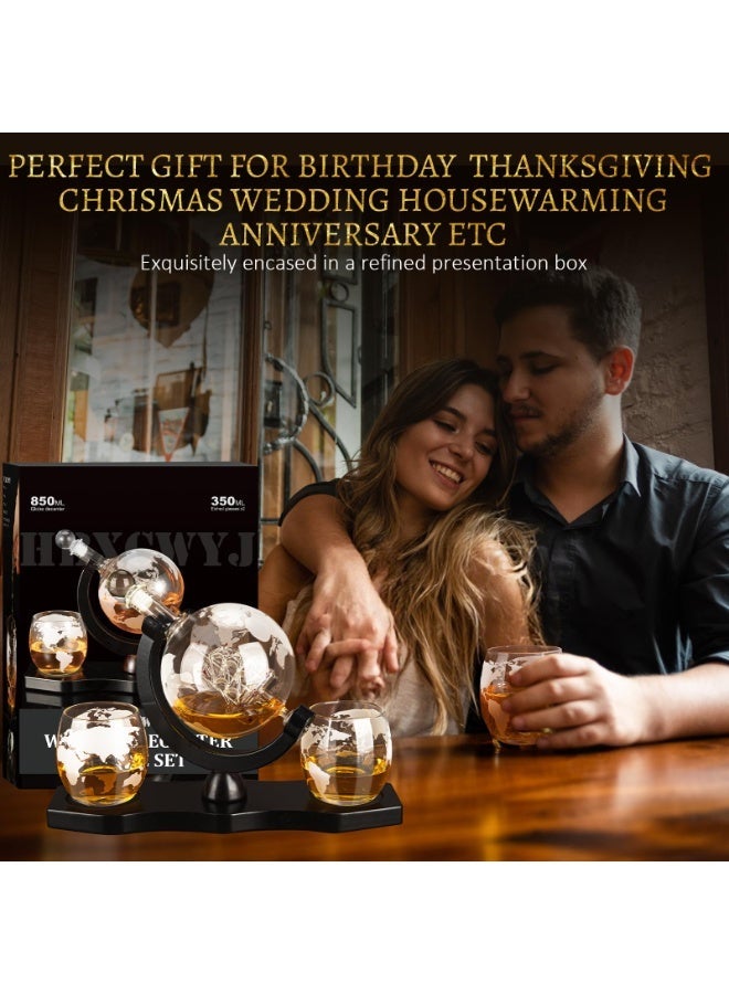 CHIYLE Gifts for Men Dad Christmas, Whiskey Decanter Globe Set with Walnut Tray-Great  & 2 Glasses, Anniversary Birthday Gifts for Him Husband Boyfriend Brother, Bourbon, or Scotch lovers，Must-Have Holiday Fillers - Image 5