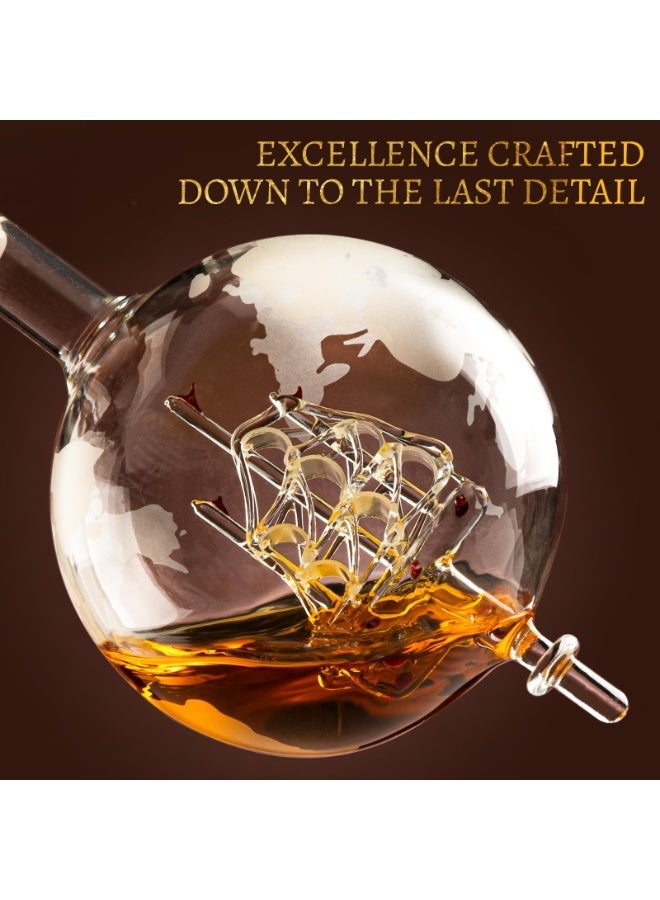 CHIYLE Gifts for Men Dad Christmas, Whiskey Decanter Globe Set with Walnut Tray-Great  & 2 Glasses, Anniversary Birthday Gifts for Him Husband Boyfriend Brother, Bourbon, or Scotch lovers，Must-Have Holiday Fillers - Image 2