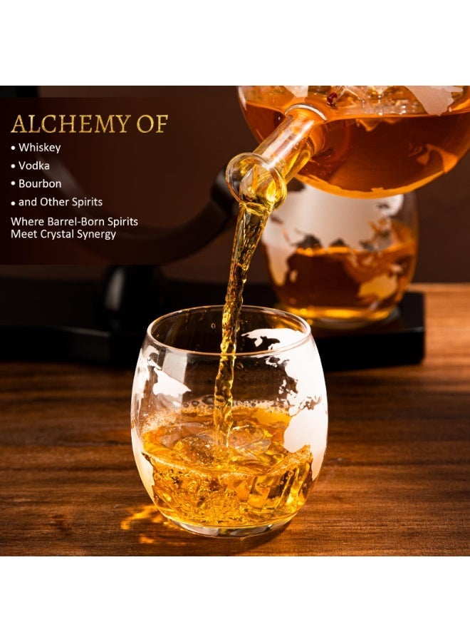 CHIYLE Gifts for Men Dad Christmas, Whiskey Decanter Globe Set with Walnut Tray-Great  & 2 Glasses, Anniversary Birthday Gifts for Him Husband Boyfriend Brother, Bourbon, or Scotch lovers，Must-Have Holiday Fillers - Image 4