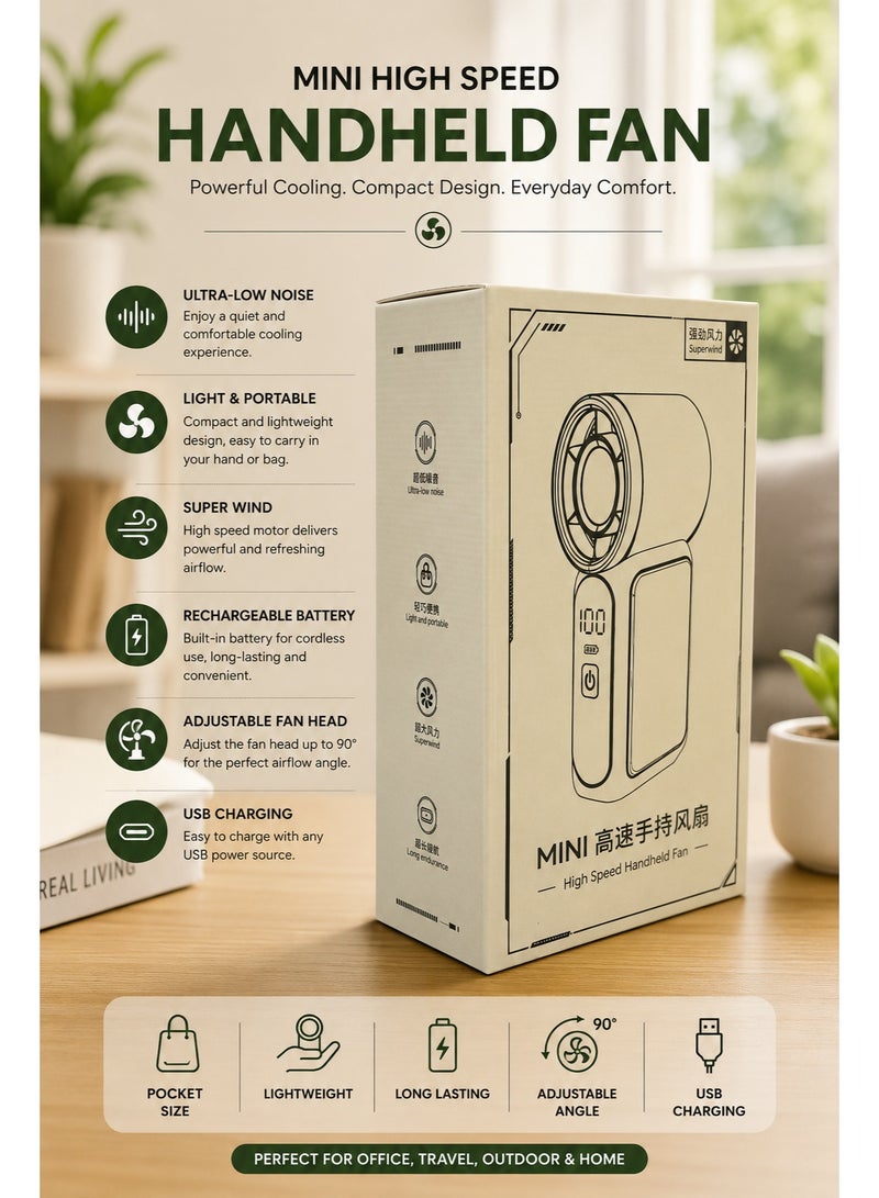 Shopit Mini Portable Handheld Cooling Fan, Rechargeable Battery, High Speed Fan with Ultra Low Noise - Image 3