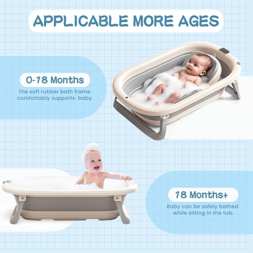 MUMMAMIA Elite Silicone Folding Baby Bath Tub & Silicone Jelly Folding Bather Seat Set (0-5 Years) - Elite Combo (Grey) - Image 4