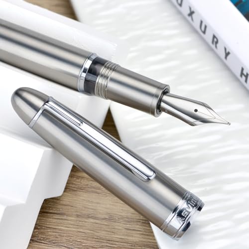 Asvine J16 Solid Titanium Fountain Pen Broad Jowo Nib Piston Filling, Ink Window Design with Wrench and Pen Box - Image 2