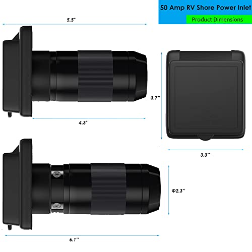 Veepeak 50 Amp Shore Power Inlet NEMA SS2-50P 125V/250V Twist Locking Power Plug RV Outlet Receptacle for Marine Boat Trailer Camper Shed, Screws Included, ETL Listed - Image 2