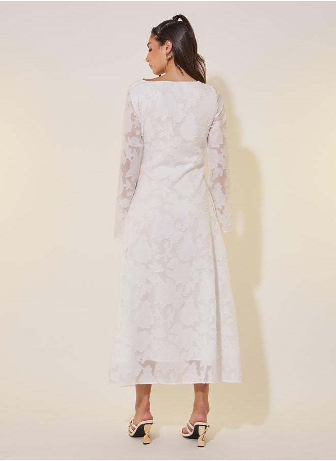 Take Two Take Two Jacquard Cowl Neck A-Line Midi Dress  - Image 5