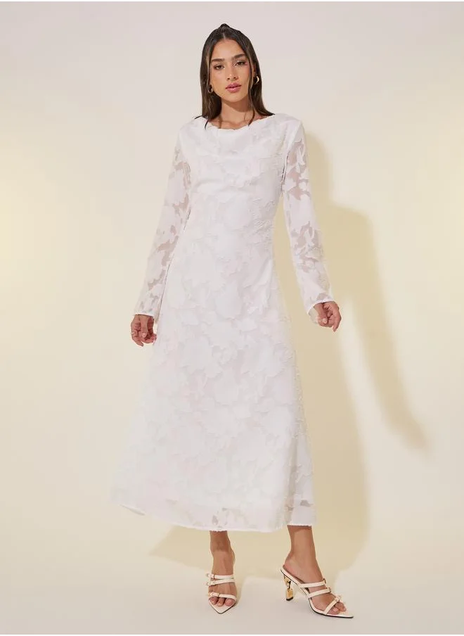 Take Two Take Two Jacquard Cowl Neck A-Line Midi Dress
