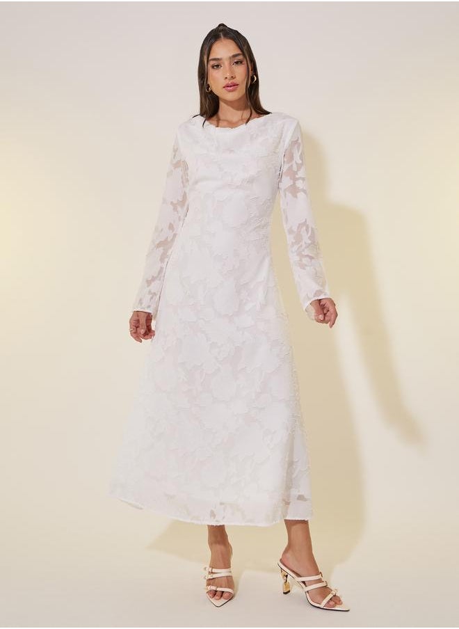 Take Two Take Two Jacquard Cowl Neck A-Line Midi Dress  - Image 1