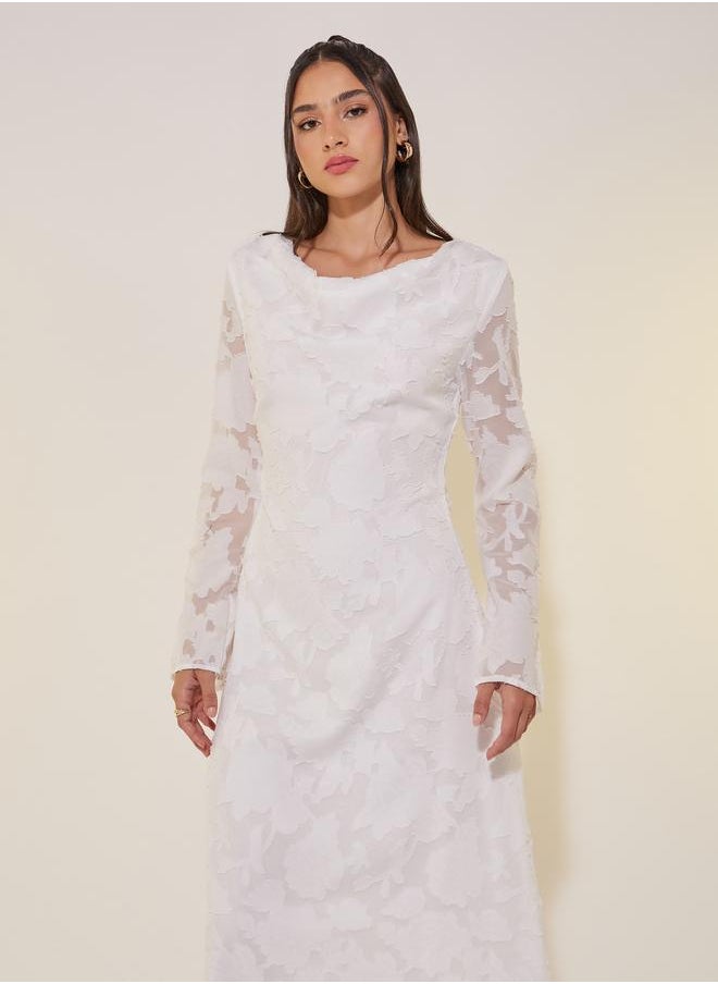 Take Two Take Two Jacquard Cowl Neck A-Line Midi Dress  - Image 3