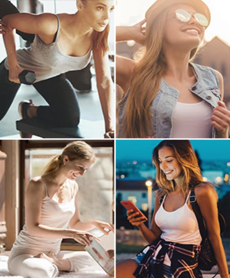 Rosyline 4 Piece Women Camisole Basic Undershirt Adjustable Spaghetti Strap Tank Top Black/White/Grey/Wine Red M - Image 4