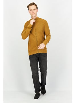 Celio Men Mock Neck Textured Long Sleeves Sweatshirt, Brown  - Image 4