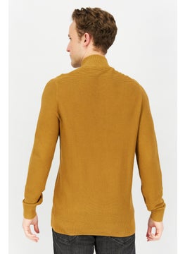 Celio Men Mock Neck Textured Long Sleeves Sweatshirt, Brown  - Image 3