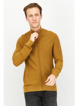 Celio Men Mock Neck Textured Long Sleeves Sweatshirt, Brown  - Image 1