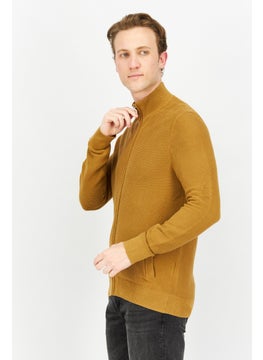 Celio Men Mock Neck Textured Long Sleeves Sweatshirt, Brown  - Image 2