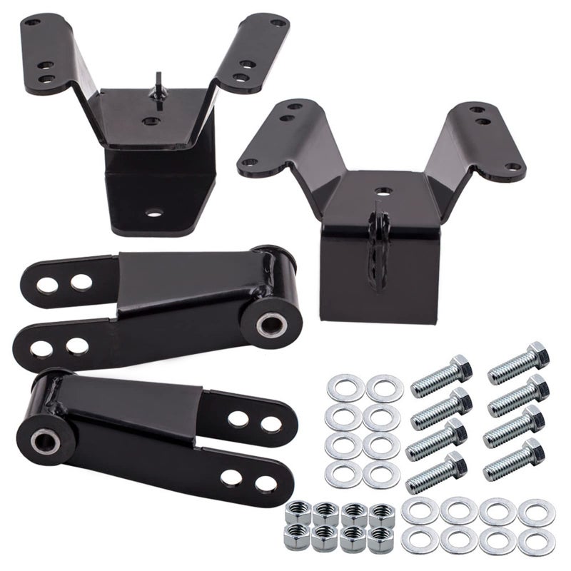 Tuningsworld 4 Lowering Spring Shackle and Hanger Kit for Chevy for GMC C10 19731987 2WD Rear Drop Kits