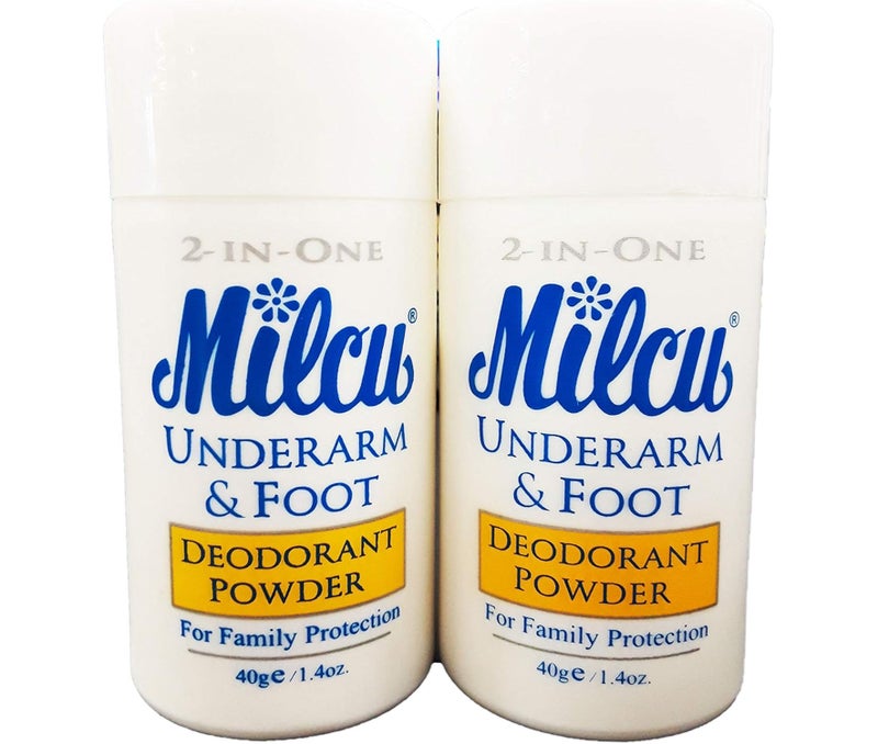 Underarm & Foot Deodorant Powder 40g per Bottle, 2 Pack