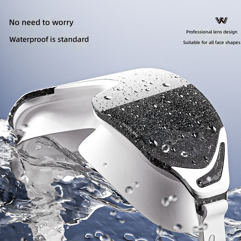 WATERTIME نظارات سباحة بتصميم إطار كبير من ووترتايم لقصر النظر، عدسات عالية الدقة مقاومة للضباب ومضادة للماء، مع طقم قبعة سباحة نسائية مطلية للرجال - Image 4