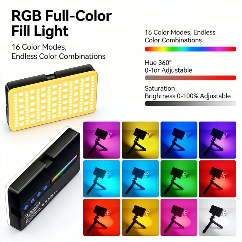 M160 Portable LED Video Light for Live Streaming, Photography, and Selfie - Image 3