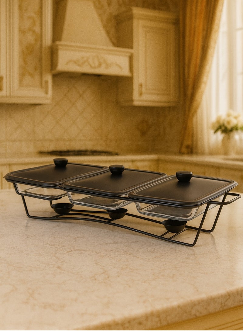 هوم فيو سخان بوفيه زجاج 3 في 1 بغطاء وإطار معدني عالي الجودة – سعة 1.5 لتر تصميم راقٍ للضيافة. - Image 1