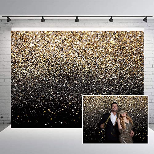 CHAIYA 7x5ft Black and Gold Backdrop Gold Spots Backdrop Vinyl Photography Backdrop Vintage Background for Family Birthday Party Newborn Studio Props - Image 1