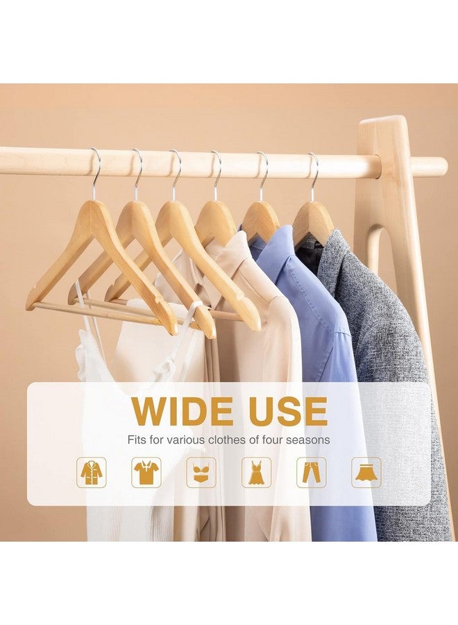 ANH MART 6 - Pack Beige Lotus Wardrobe Wooden Hangers for Clothes - Solid Wood Clothes Hangers for Shirts, Dresses, Coats, Jackets with Smooth Finish, 360° Swivel Hook, Non-Slip Bar & Notches. - Image 4