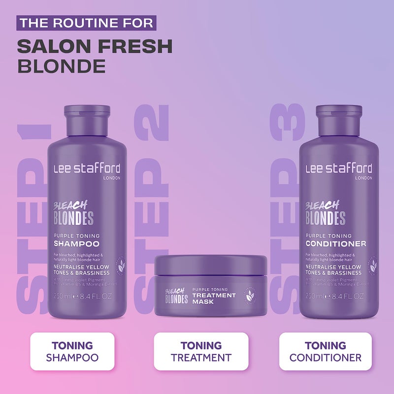 Lee Stafford Purple Toning Hair Mask | Bleach Blonde Treatment Mask - Violet Conditioning Cream, Hydrating, Neutralize & Remove Brassy & Yellow Tones, Great for Colored, Silver, & Grey Hair, 200ml - Image 4
