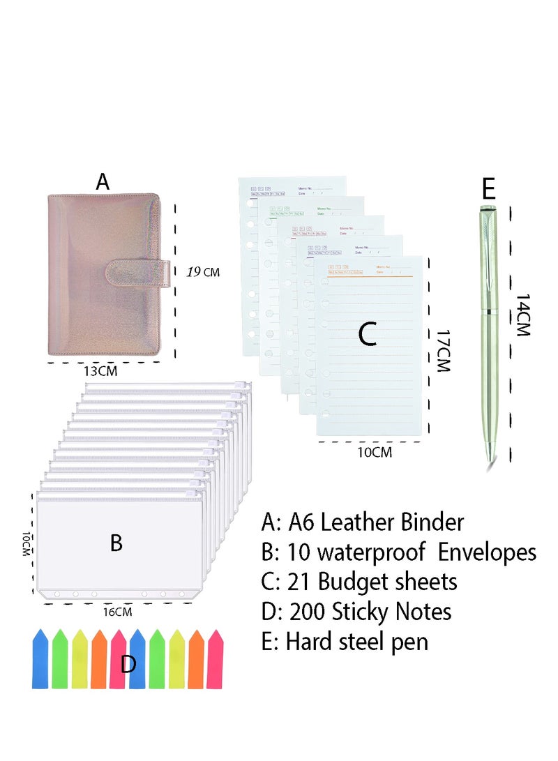 Money envelope, budget papers, and expenses - with cash envelopes for budgeting and saving money - colored sticky notes and a metal pen - engraved pink - Image 2