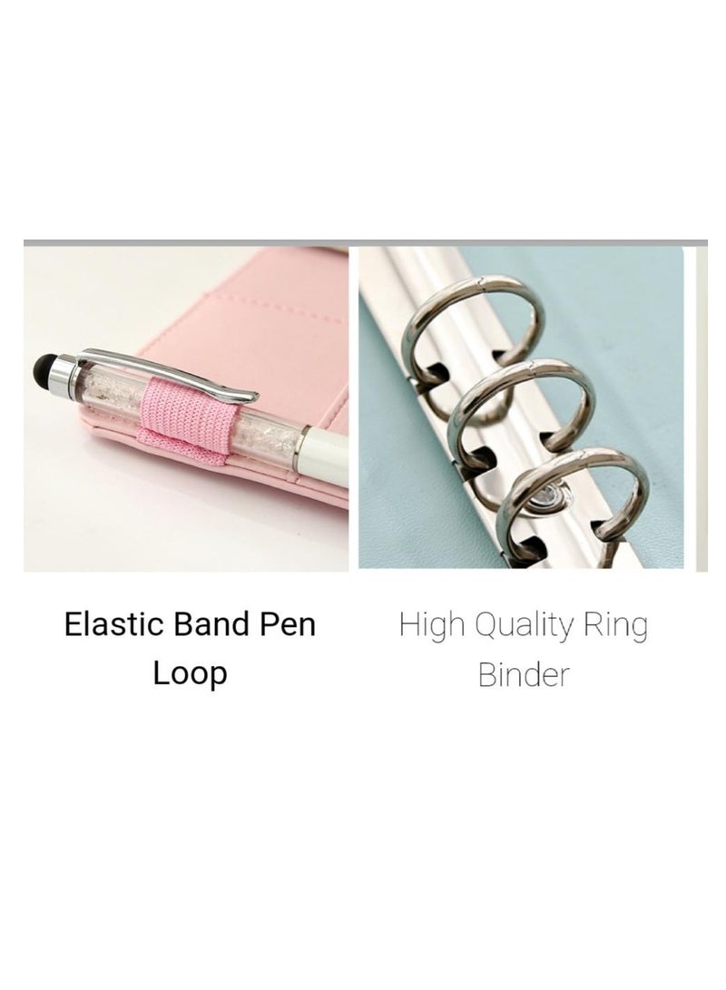 Money envelope, budget papers, and expenses - with cash envelopes for budgeting and saving money - colored sticky notes and a metal pen - engraved pink - Image 5