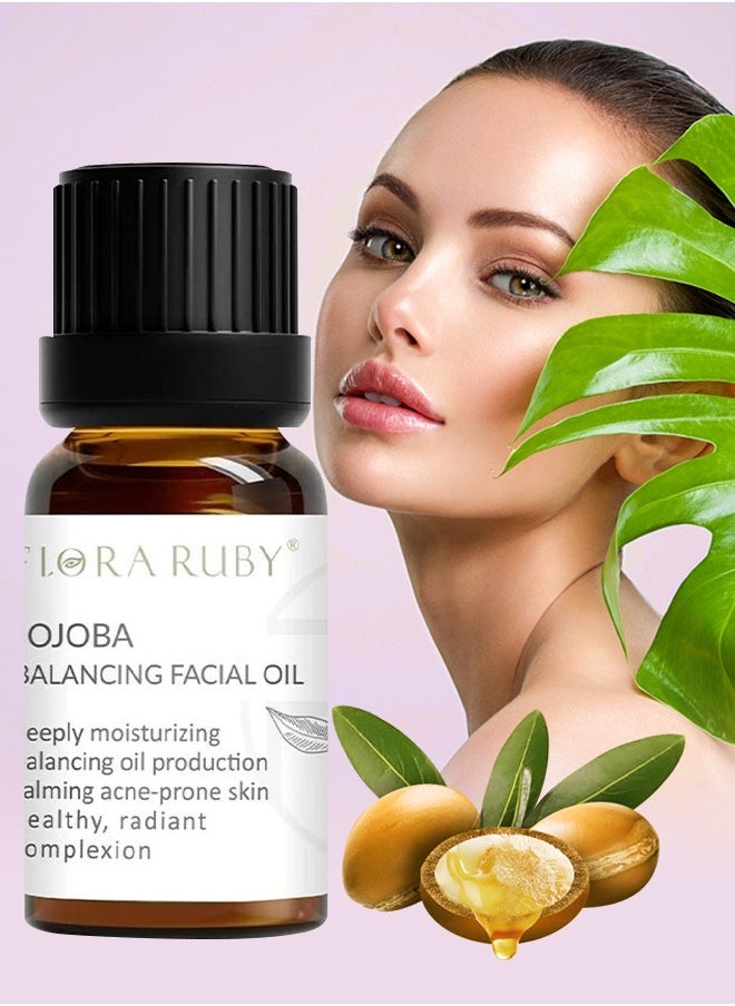 FLORA RUBY - Jojoba Balancing Facial Oil Natural Organic Jojoba Essential Oil for Face and Skin Moisturizing and Nourishing Deeply Moisturizing Balancing Oil Production Reduce Acne Prone Skin Jojoba Oil 15ml - Image 1