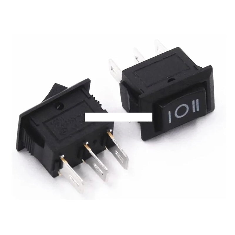 مفتاح روكر أسود تشغيل إيقاف تشغيل 3 دبابيس 3 أمبير 250 فولت تيار متردد 10 قطع 10x15 مم مفاتيح طاقة - Image 1