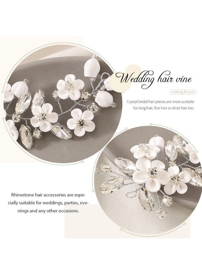 GORAIS Flower Bride Wedding Hair Vine Silver Crystal Bridal Hair Piece Hair Accessories For Women And Girls - Image 3