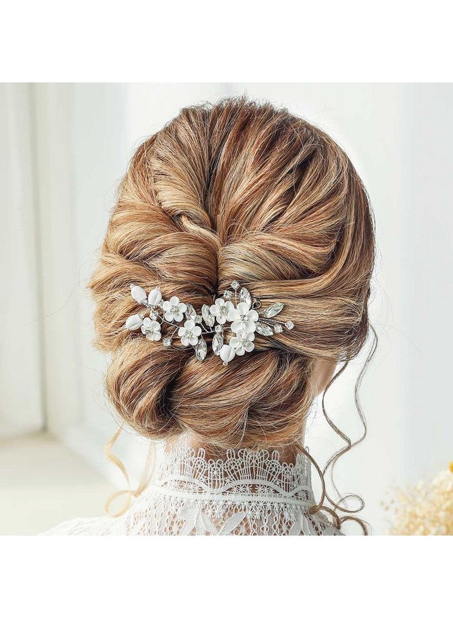 GORAIS Flower Bride Wedding Hair Vine Silver Crystal Bridal Hair Piece Hair Accessories For Women And Girls - Image 4