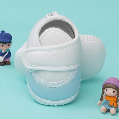 Neska Moda 6 To 12 Months Baby Boys & Baby Girls Cute Soft Cotton Pre-Walker Sports Booties (White,Blue)-BT4705 - Image 4