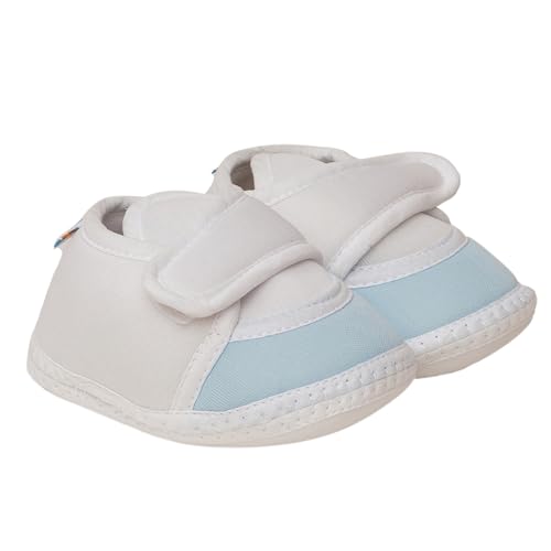 Neska Moda 6 To 12 Months Baby Boys & Baby Girls Cute Soft Cotton Pre-Walker Sports Booties (White,Blue)-BT4705 - Image 1