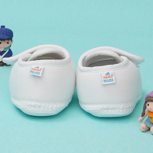 Neska Moda 6 To 12 Months Baby Boys & Baby Girls Cute Soft Cotton Pre-Walker Sports Booties (White,Blue)-BT4705 - Image 3