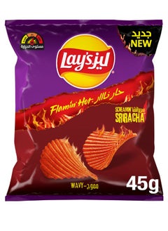 Lay's Flamin' Hot Sriracha Chips Ridged Potato Crisps  - Image 1