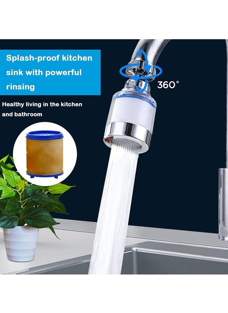 Sink Filter Water Faucet, Universal 360 Degree Rotating Sink Filter with 5 Filter Element, Kitchen Faucet Water Filter for Home Kitchen Bathroom