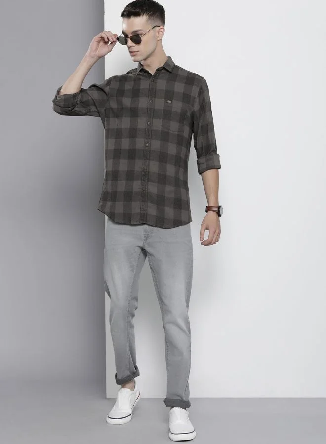 The Indian Garage Co Men Regular Fit Checkered Full Sleeves Spread Collar Casual Shirt