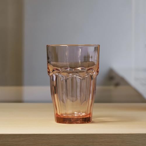 Bormioli Rocco Rock Bar 12.5 oz. Long Drink Stackable Tempered Beverage Glasses for Cold Drinks, Water, and Cocktails, Set of 6, Peach - Image 4